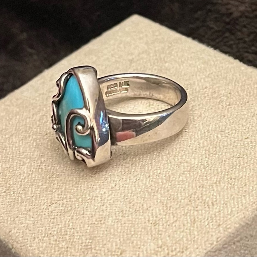 Turquoise Silver Swirl Ring - Picture 4 of 5